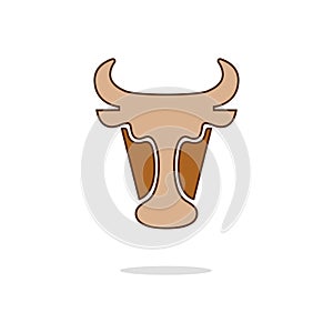 Cow color thin line icon.Vector illustration