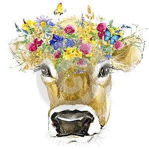 Una vaca. una vaca acuarela ilustraciones. ordeno una vaca criar 