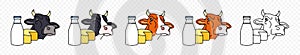 Cow, dairy farm, milk and cheese, graphic design