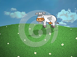 Cow with Daises