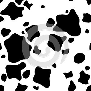 Cow or dalmatian. Spots. Black and white. Animal print, texture. Vector background