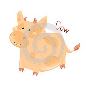 Cow . Domestic pets. Sticker for kids. Child