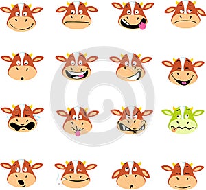 Cow Emoticon Vector Simple Illustration Many Expressions photo