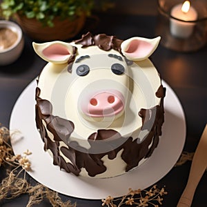 Cow Face Mousse Cake - Delightful And Whimsical Dessert photo