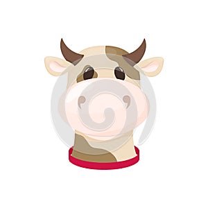 Cow farm animal cute cartoon cattle vector illustration dairy domestic mammal milk bull agriculture character.