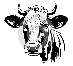 Cow farm animal sketch hand drawn Vector illustration Cartoon