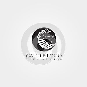 Cow farm icon template, cattle farm symbol, creative vector logo design, livestock, animal husbandry, illustration element