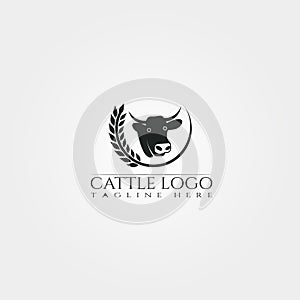 Cow farm icon template, cattle farm symbol, creative vector logo design, livestock, animal husbandry, illustration element