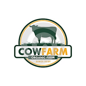 Cow farm Logo. Vintage Cattle Angus Beef logo design vector