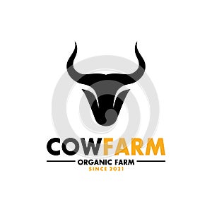 Cow farm Logo. Vintage Cattle Angus Beef logo design vector