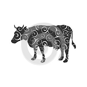 Cow farm mammal color silhouette animal