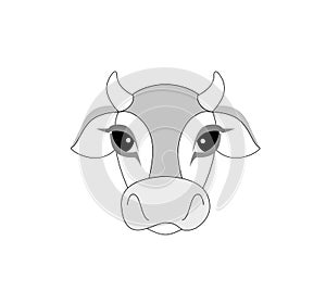 Cow flat icon on white background. Farm Animal. Vector of a cow head.