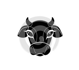 Cow flat icon on white background. Farm Animal. Vector of a cow head.