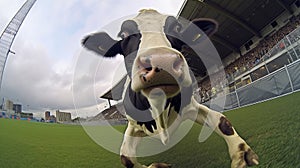 Cow Football: A Fisheye Animated Exuberance In 8k Resolution