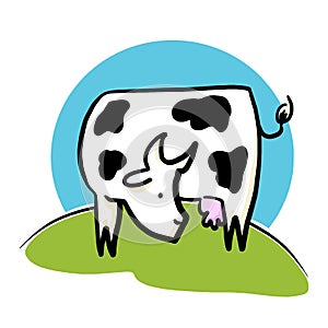 Cow grazing on a meadow illustration