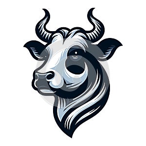 Cow head face logo vector illustration, farm pet, animal livestock, for butchery meat shop and dairy milk product, agriculture