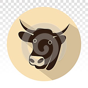 Cow head with horns - flat colour icon for apps or website