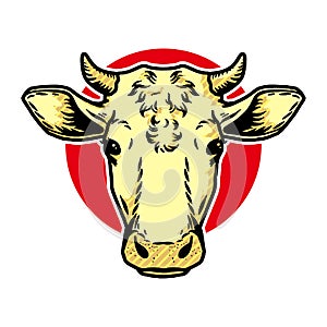Cow head icon. Outline nand drawn illustration