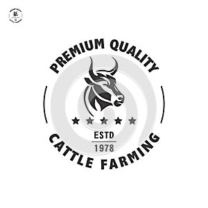 Cow head logo design, Cow head silhouette emblem logo label