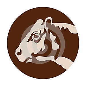 Cow head logo or icon, farm domestic animal