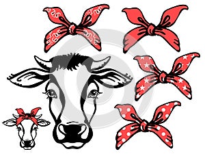 Una vaca cabeza. negro gráfico ilustraciones en blanco. el 