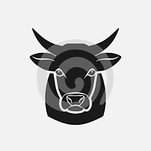 Cow head silhouette. Farm animal icon