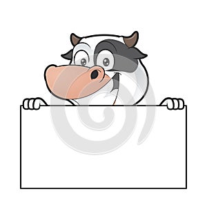 Cow holding blank sign