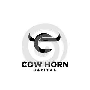 Cow horn head ring nose initial letter c logo icon design vector illustration