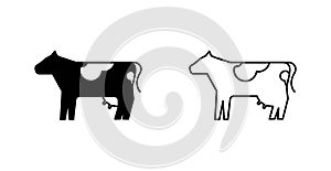 Cow icon	,  line color vector illustration