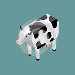 Cow isometric isolated. Cow farm animal. Cattle
