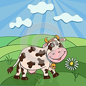 Krava a trávnik 