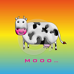 cow at lineal colour background