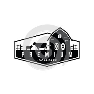 Cow Logo Design Concept Template Vector Icon Symbol Stock. Angus Cattle Farm Logo Cutting Template silhouette black retro