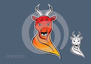 Cow logo vector design, sign, animal icon vector illustration for corporate, t-shir. Bison cartoon mascot