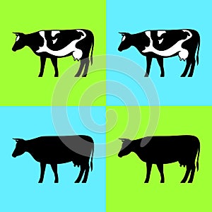Cow logo vector silhouette set.