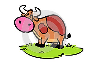 Cow meadow wonder animal character cartoon