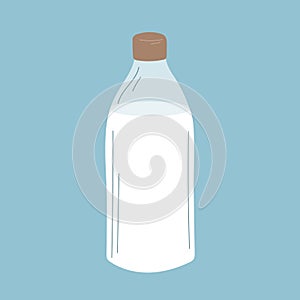 Cow milk glass bottle flat isolated illustration