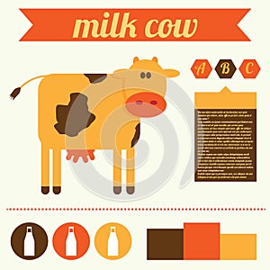 Cow and milk vector illustration