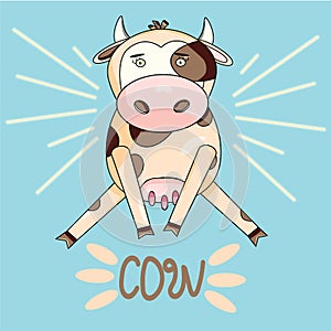 Cow milk. Vector illustration animal cute nature