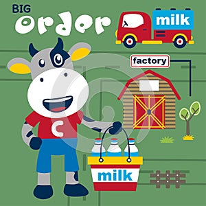 Cow the milkman funny cartoon,vector illustration