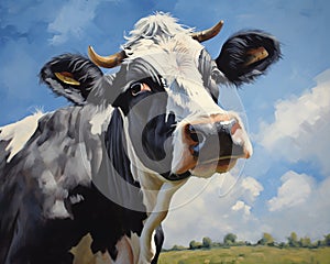 cow in oils of an oil pnting a cow in the style of Ambrose. photo
