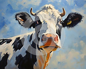 cow in oils of an oil pnting a cow in the style of Ambrose. photo