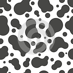 Cow pattern with spots and stains. Dairy seamless texture. Cute milk theme. Vector animal skin background.