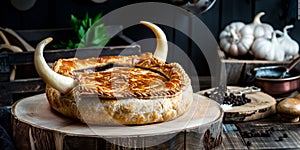 Cow Pie - Fresh Beef Pie With Horns