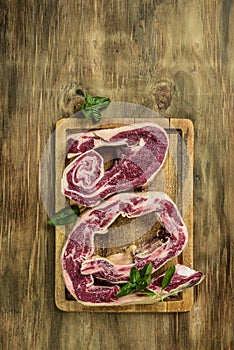 Cow ribs presented on the table,