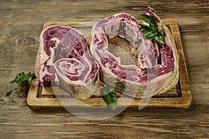 Cow ribs presented on the table,