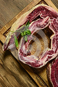 Cow ribs presented on the table,