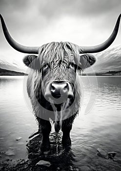 Cow scottish nature brown cattle horn bull mammal farming animal grass