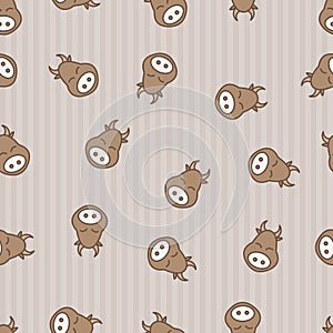 Cow seamless pattern background. Textile for baby kine. Vector beefs. Kid sleeping bossy.