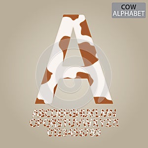 Cow Skin Alphabet and Numbers Vector